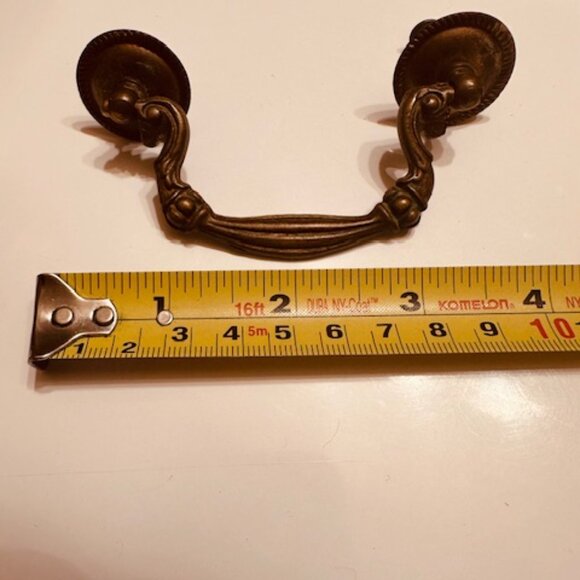 Genuine Antique Brass Cabinet Drawer Pulls with Screws - Picture 7 of 7